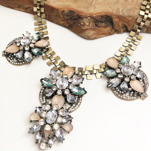 Express antiqued gold intricate statement necklace - Picture 1 of 5